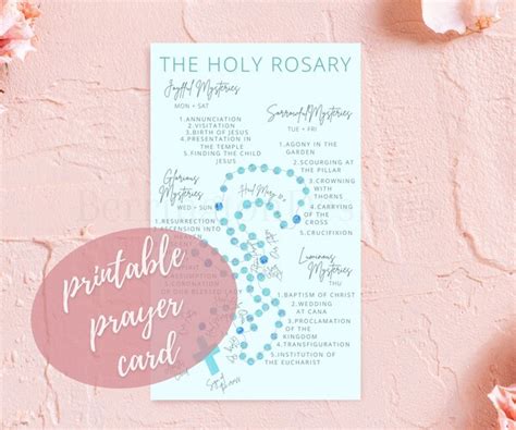 Printable Rosary Prayer Cards, Holy Rosary Diagram, Our Lady Rosary ...