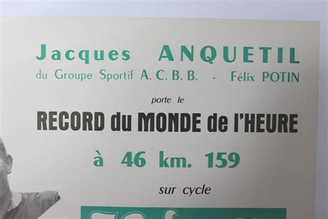 Affiche Jacques Anquetil Record Monde Heure Cycliste Helyett