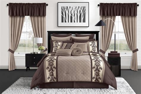 Chic Home Dion 30-Piece Color Block Comforter Set, Queen, Brown ...