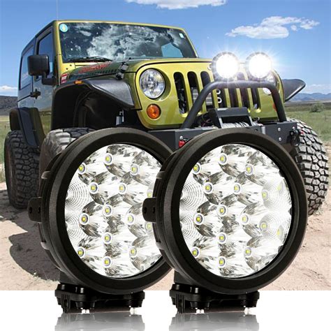 Auxbeam Round Led Driving Lights Pcs W Led Off Road Light Bar