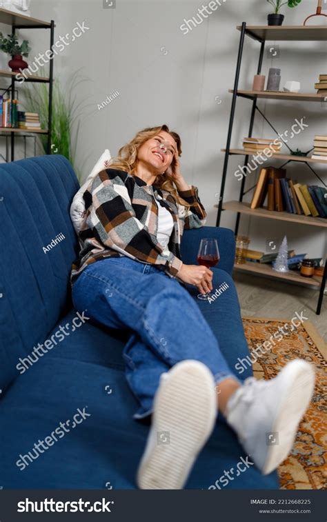 Satisfied Mature Woman Drinking Red Wine Stock Photo 2212668225 Shutterstock