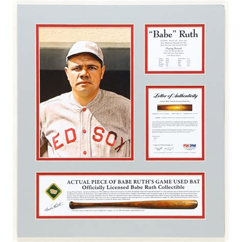 Babe Ruth Red Sox Custom Matted Game Used Baseball Bat Piece PSA Pristine Auction