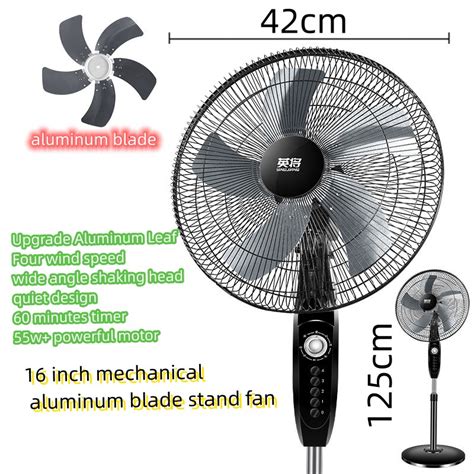 16 Inch 5 Matel Blade Stand Fan 4 Speed Mechanical Mode Kipas Berdiri