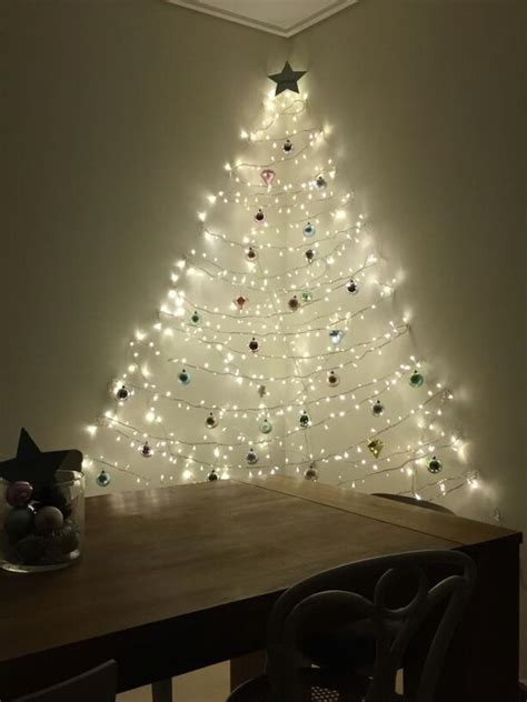 Christmas Tree On Wall Made Of Lights