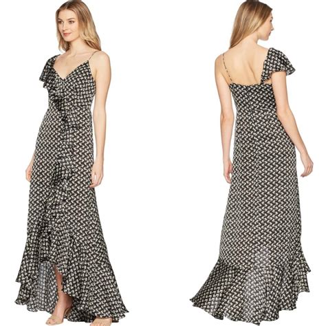 New Jill Jill Stuart One Shoulder Ruffle Gown Gem