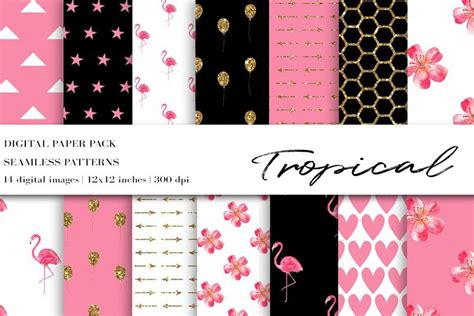 Tropical Digital Papers Flamingo Seamless 373341