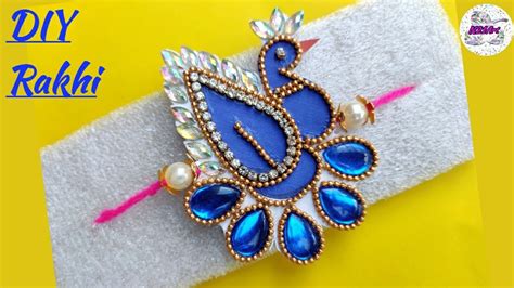 Diy How To Make Beautiful Rakhi At Home Rakhi Making Peacock