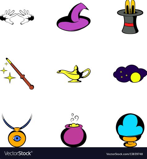 Mystery Icons Set Cartoon Style Royalty Free Vector Image