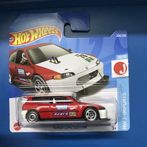Hot Wheels Honda Civic Custom Red Short Card Shopee Malaysia