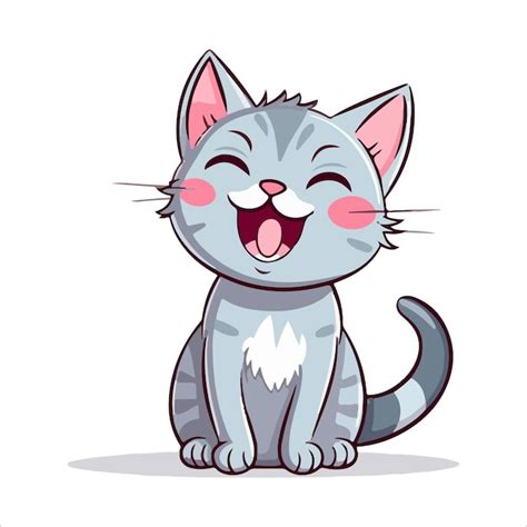 Premium Vector | Little grey cat funny cartoon style