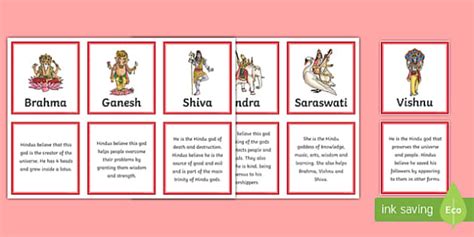 Hindu Gods Matching Fact And Picture Cards Activity