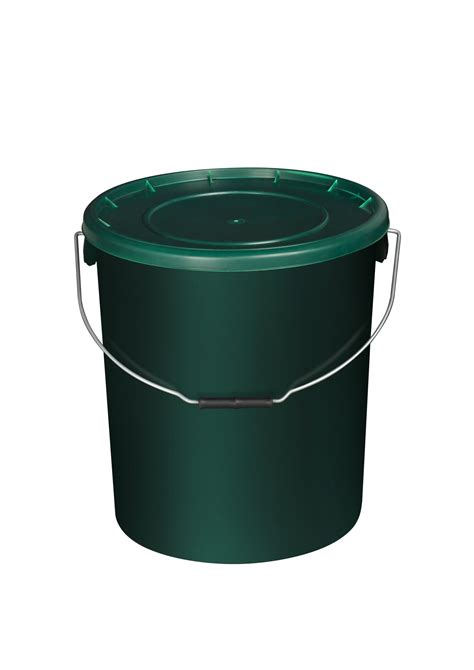 L Dark Green Plastic Buckets With Lid H O Plastics