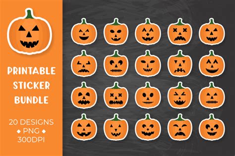 Halloween sticker bundle. Pumpkin Faces stickers printable. By ...