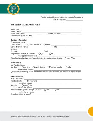 Fillable Online Calgary Parkingevent Rental Request Form Fax Email