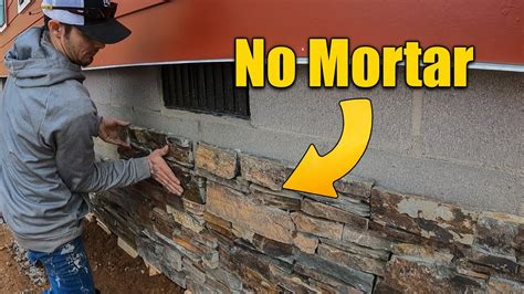 Stone Veneer On Foundation DIY With Adhesive YouTube