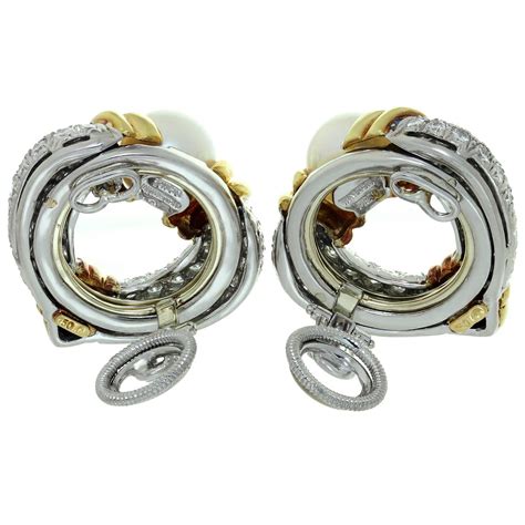 Harry Winston Pearl Diamond Platinum Gold Rotatable Clip On Earrings For Sale At 1stdibs Harry