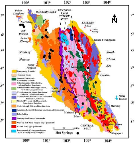 Geologic Map Of Peninsular Malaysia Adapted From Metcalfe 2013