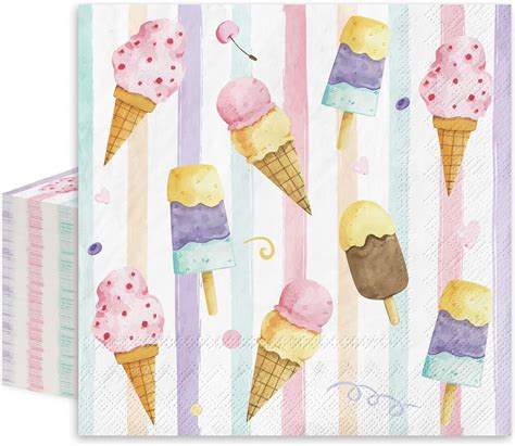 Amazon Jarthenaamcs Pcs Ice Cream Paper Napkins Watercolor