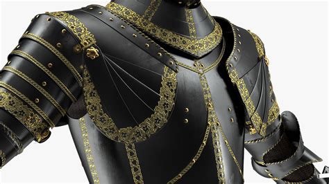 Medieval Knight Black Gold Full Armor Rigged For Maya 3d Model 169 Ma Free3d