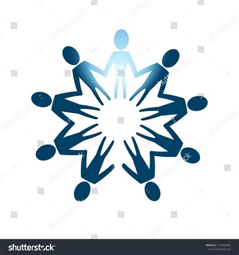 3d Illustration People Holding Hands Circle Stock Illustration 1716556582