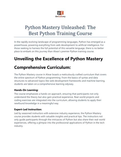 Ppt Python Mastery Unleashed The Best Python Training Course