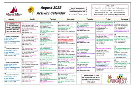 Activity Calendars Schooner Estates