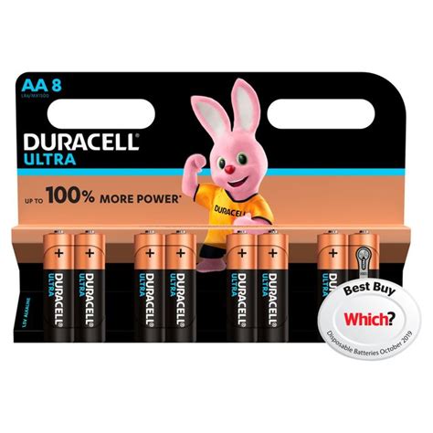Duracell Ultra Power AA Alkaline Batteries 8 per pack from Ocado