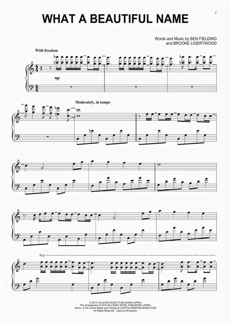 What A Beautiful Name Piano Sheet Music | OnlinePianist