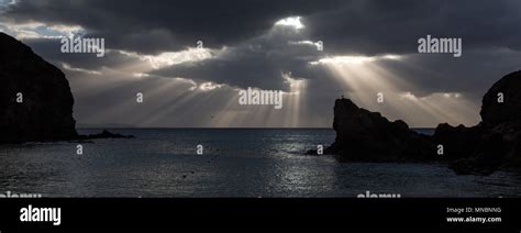 Lanzarote Canary Islands Spain Rays Of Sunlight Through A Cloud On