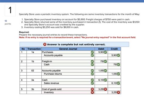 Solved Specialty Store Uses A Periodic Inventory System The Chegg