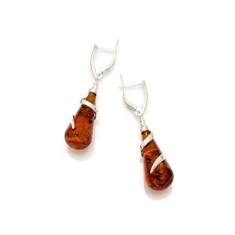 Boucle D Oreille Argent Ambre Cognac La Maison De L Ambre Maty