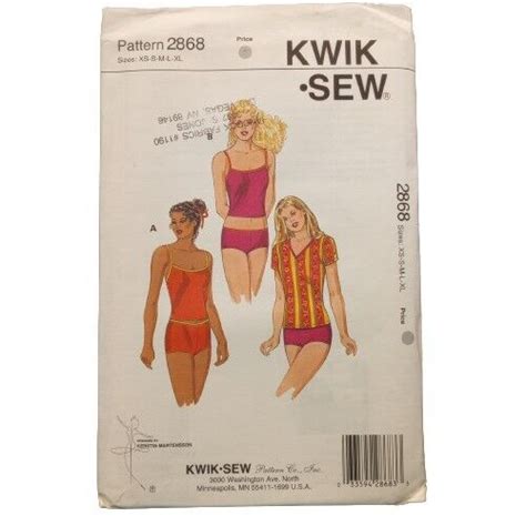 Kwik Sew 2868 Pattern Misses Tankini Shirt Boy Cut Panties XS XL VTG