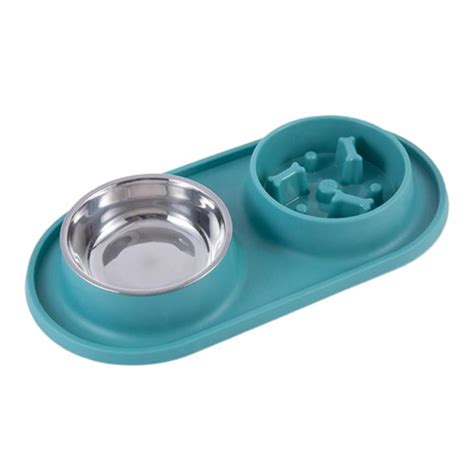 Slow Feeder Dog Bowls 2 In 1 Stainless Steel Dog Food And Water Bowls