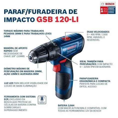 Kit Bosch Furadeira E Parafusadeira Gsb Li E Chave De Impacto Gdr