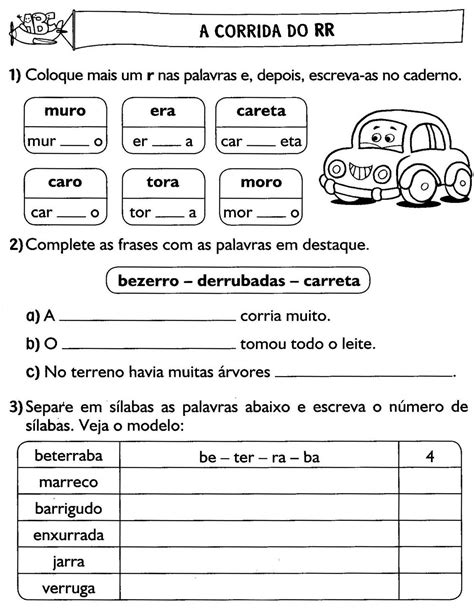 Atividade R Ou Rr - Atividades com R e RR para alfabetização - Atividades Pedagógicas