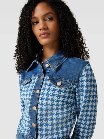 Guess Cropped Jeansjacke Mit Hahnentrittmuster Jeansblau Online Kaufen