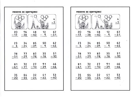 Matemática Contas De Subtração · Alfabetização Blog