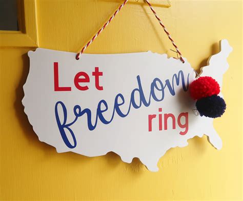 Let Freedom Ring Usa Patriotic Wooden Door Hanger Weekend Craft