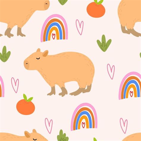 Premium Vector Capybara Seamless Pattern Capibara Vector Illustration