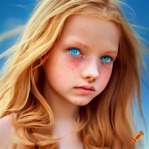 Portrait Of A Strawberry Blonde Teenage Girl With Blue Eyes And Freckles On Craiyon