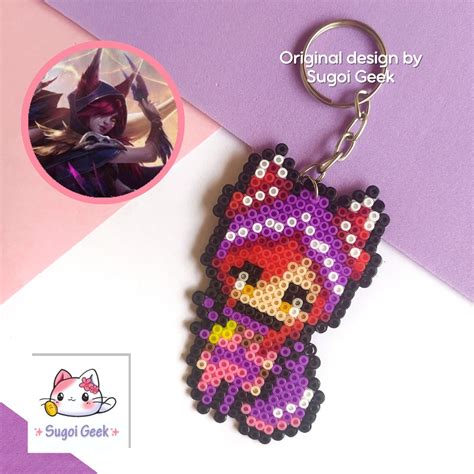 Chaveiro Xayah Skins League Of Legends Hama Perler Beads Shopee Brasil