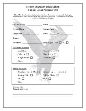 Fillable Online Shanahan Facility Usage Request Formdoc Shanahan Fax