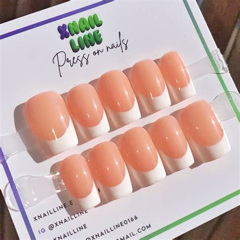Classic Trendy French Manicure Nude Base Press On Nails Etsy