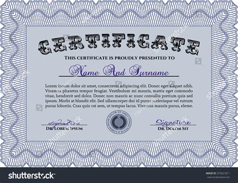 Diploma Template Border Frame Excellent Design Stock Vector (Royalty ...