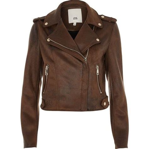 River Island Brown Faux Suede Biker Jacket Rub Via Polyvore