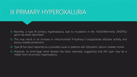 Primary Hyperoxaluria And Renal Hypercalciuria Ppt