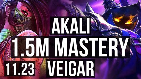 AKALI Vs VEIGAR MID 1 5M Mastery 19 4 6 300 Games Dominating