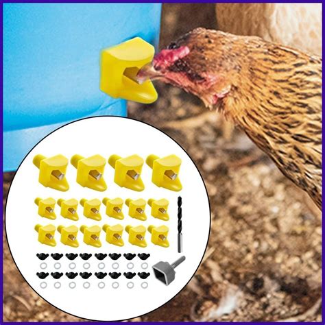 Chicken Nipple Waterer 16pcs Chicken Nipples Horizontal Side Mount No