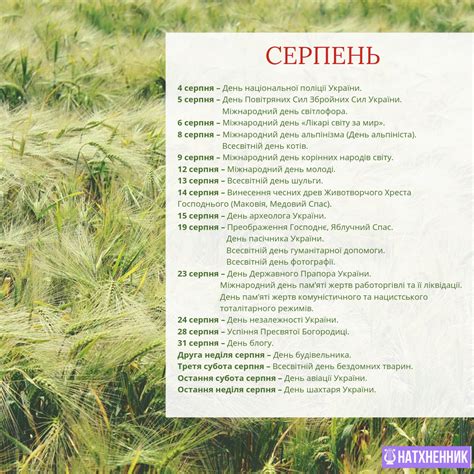 Серпень, календар свят | Дошкольное образование, Обучение цвету, Календарь