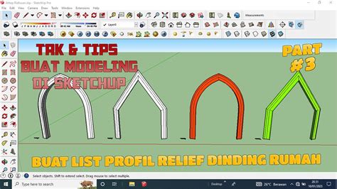 SKETCHUP CARA MEMBUAT LIST PROFIL RELIEF DINDING RUMAH PART 3